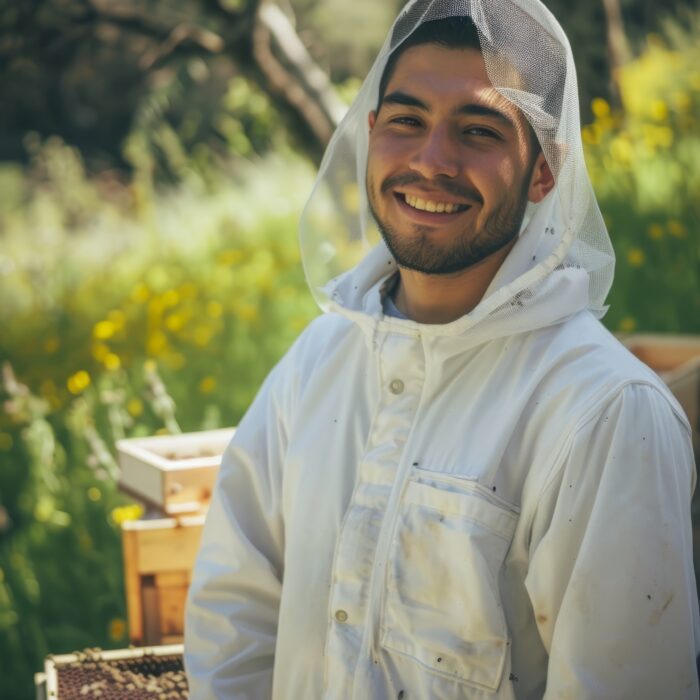 beekeeper working bee farm